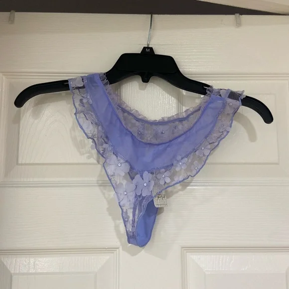 New 2 pc Free People Lavender Chemise Floral Appliqué Dress with Panties